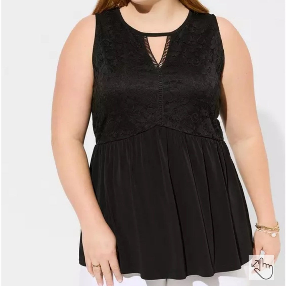 Torrid Mini Studio Knit Crew Neck Keyhole Lace Babydoll Tank